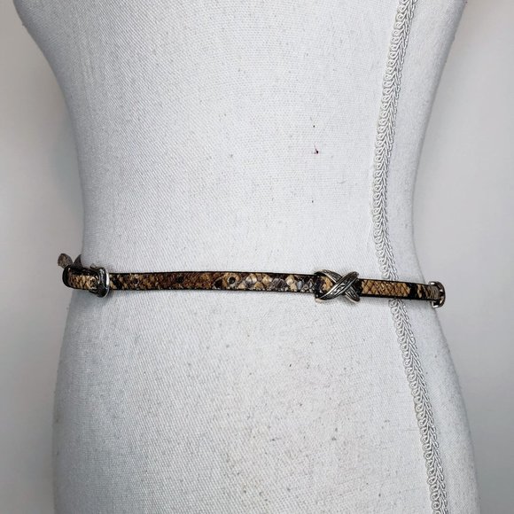 Brighton Super Skinny Snakeskin Cross Concho Belt S 28 - Picture 3 of 10